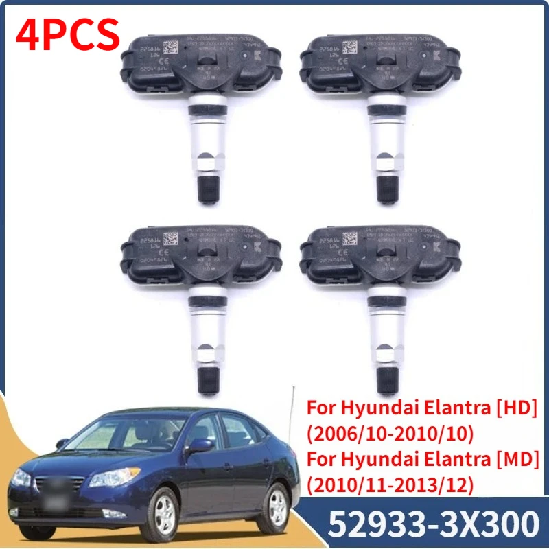 52933-3X300 For 2006-2015 Hyundai Elantra 2009-2018 Kia Cerato 2011-2017 Rio TPMS 4PCS Tire Pressure Monitor Sensor 52933-3X305