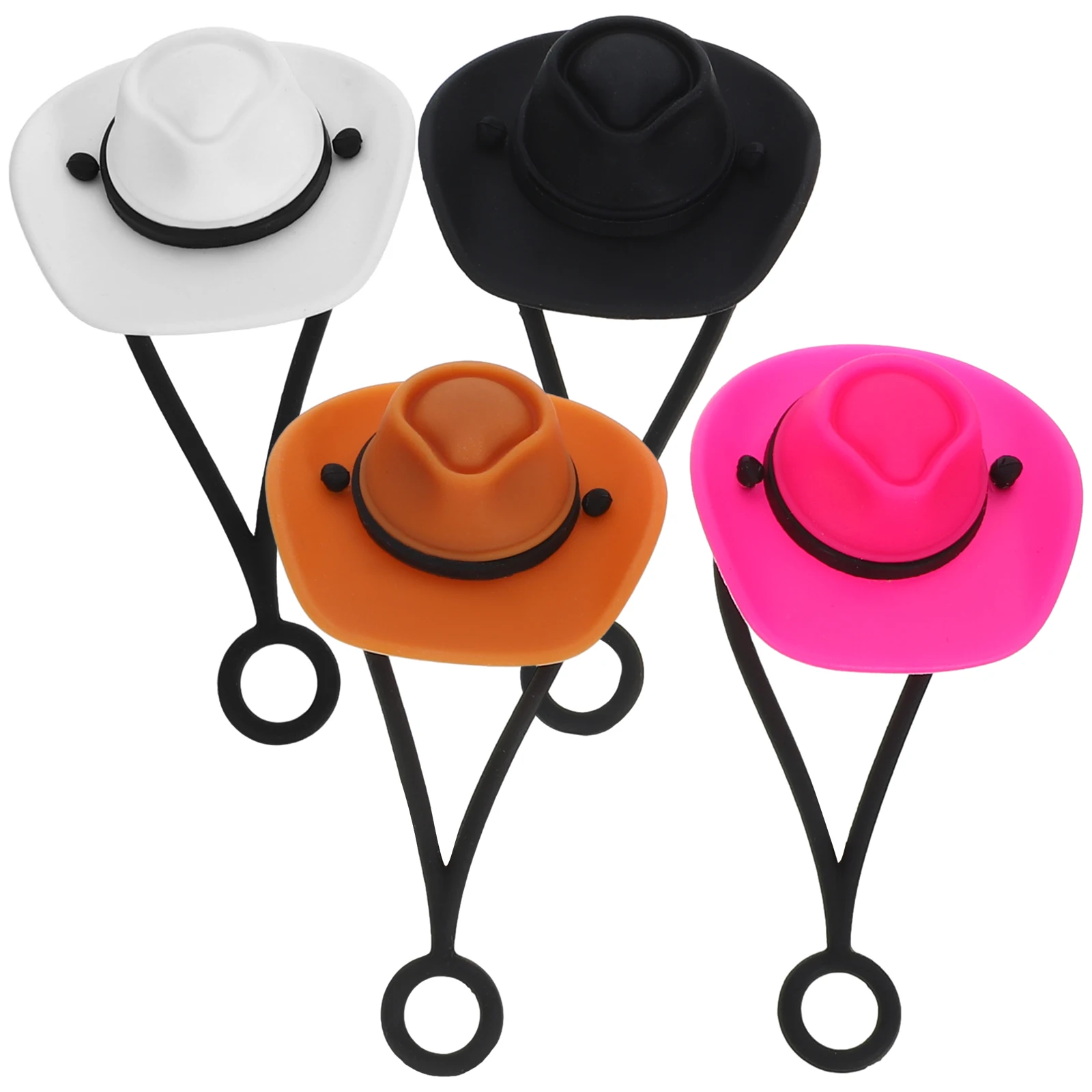 

4Pcs Reusable Silicone Straw Plugs Adorable Cowboy Hat Shape for Long Lasting Protection Drinking Straw Cover Tips for Straws