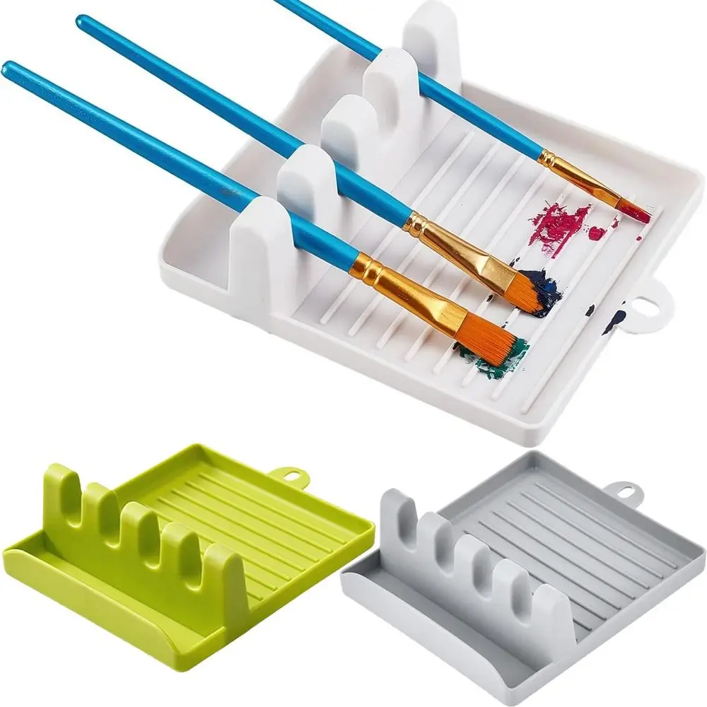 Plastic 4 Slots Paint Brush Rest Holder Non-slip Display Stand Paintings Brushes Rests Cookware Storage Multifunctional