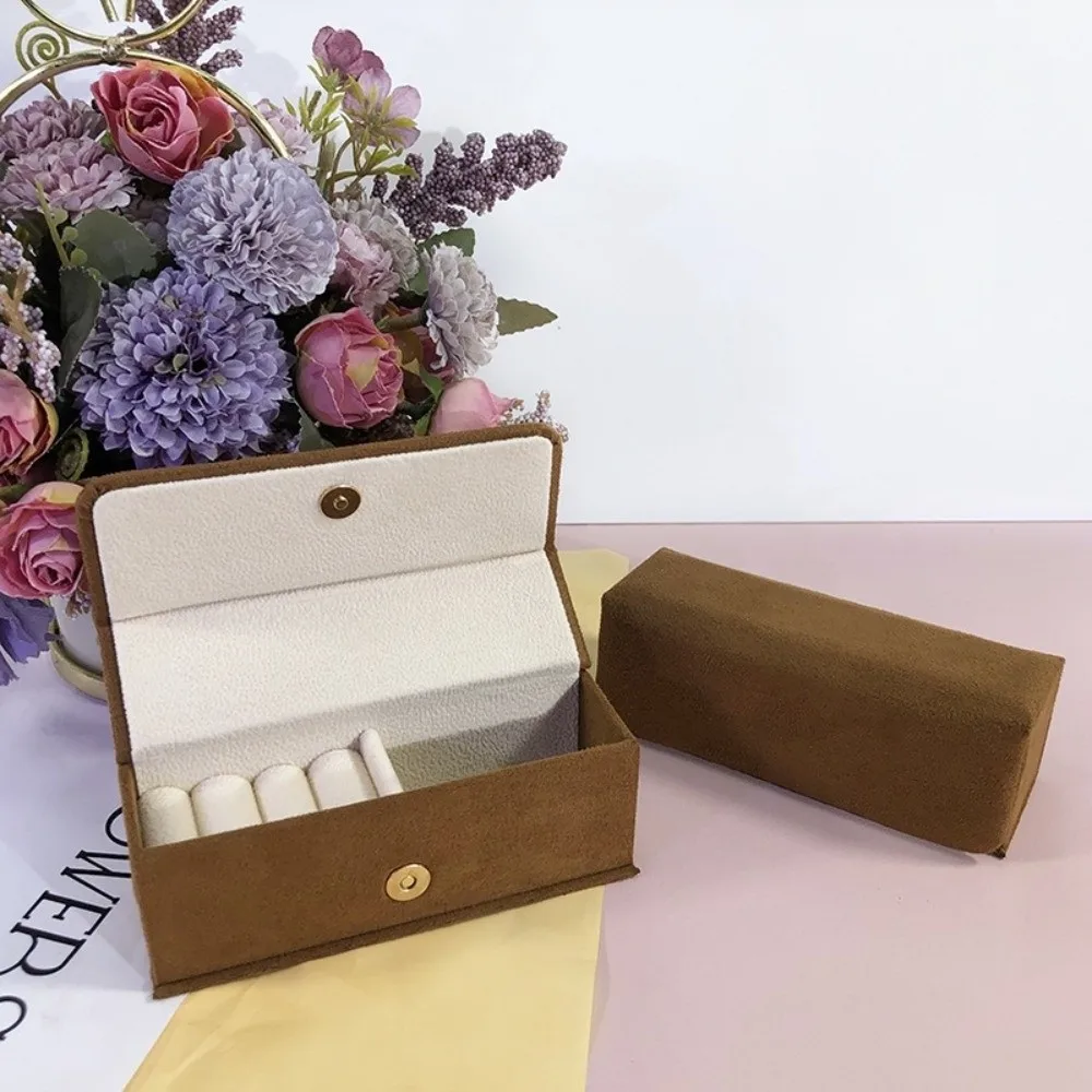 Fashion Velvet Storage Box Solid Color Multi-functional Holder Compact Portable Rings Bearer Box Jewelry Organizer