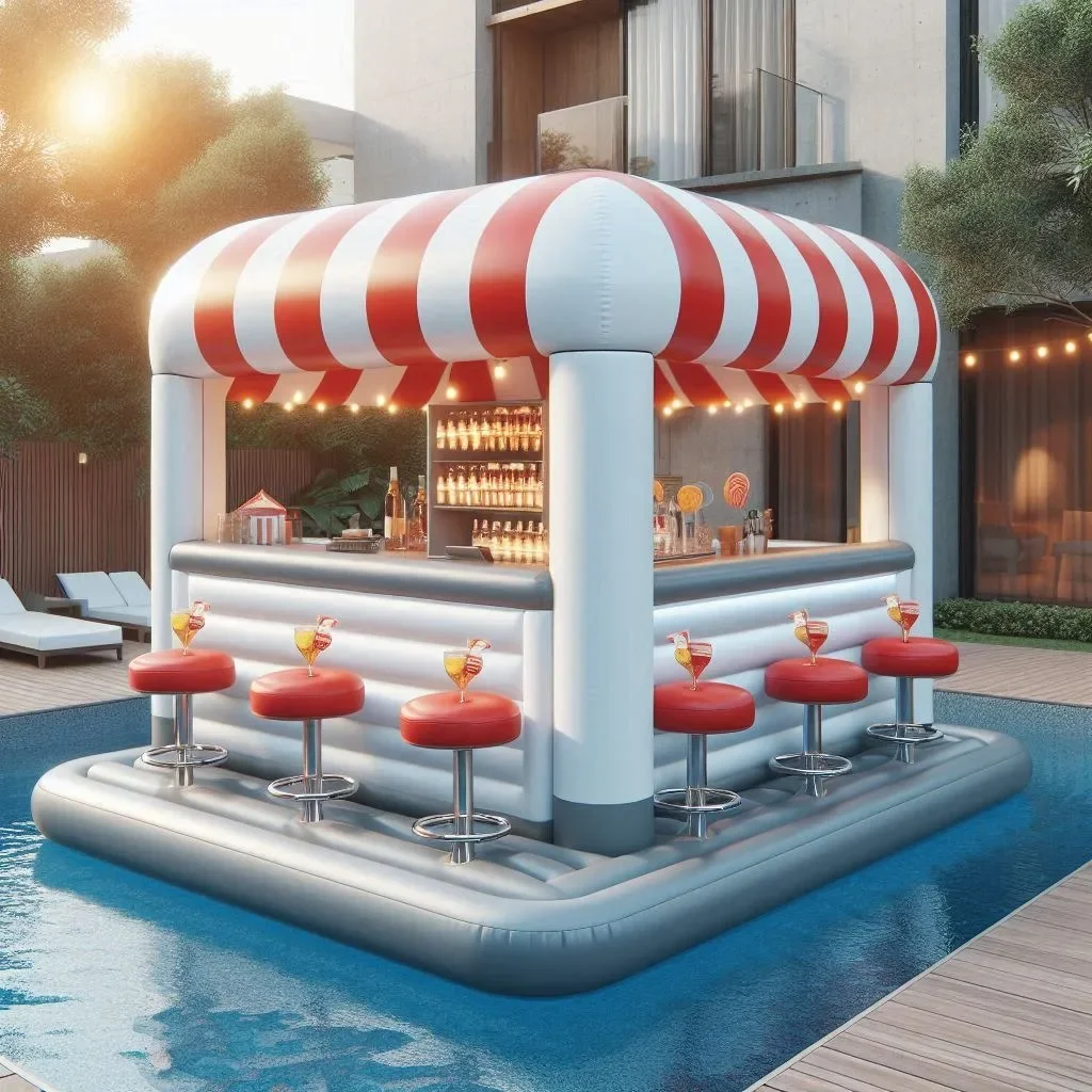 Commercial Portable Inflatable Floating Pool Bar with Child Adult Seat for Garden Swimming Pool Party Park Villa
