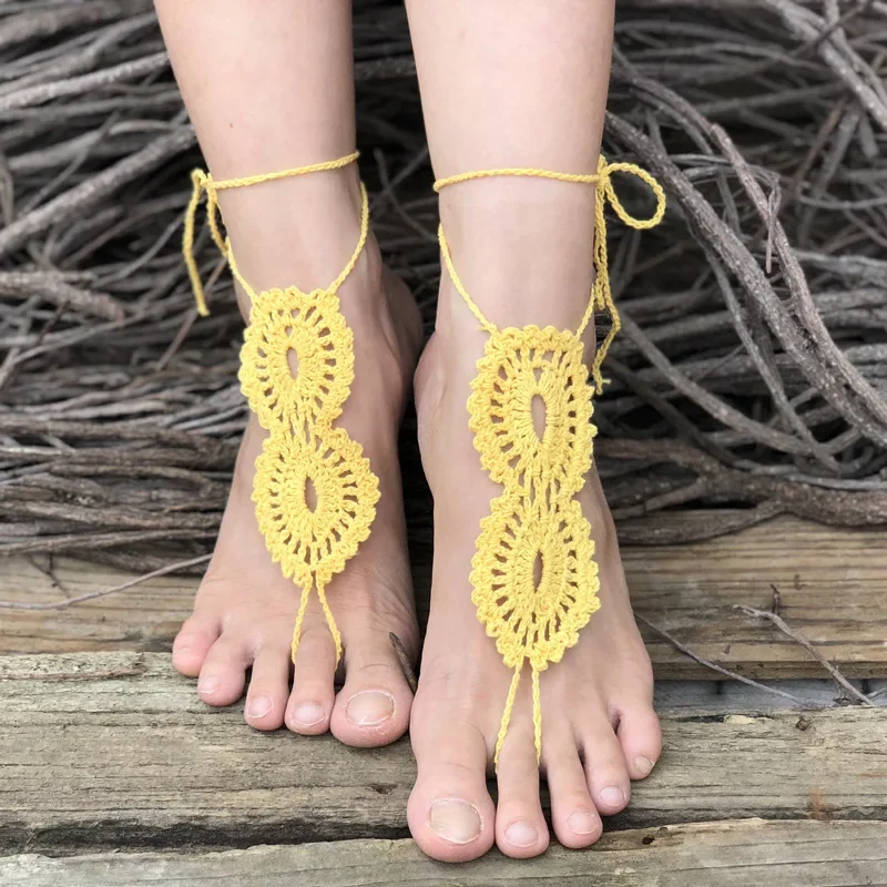 Hot Selling European and American Foot Chains Pure Cotton Handmade Crochet Dance Yoga Special Foot Accessories