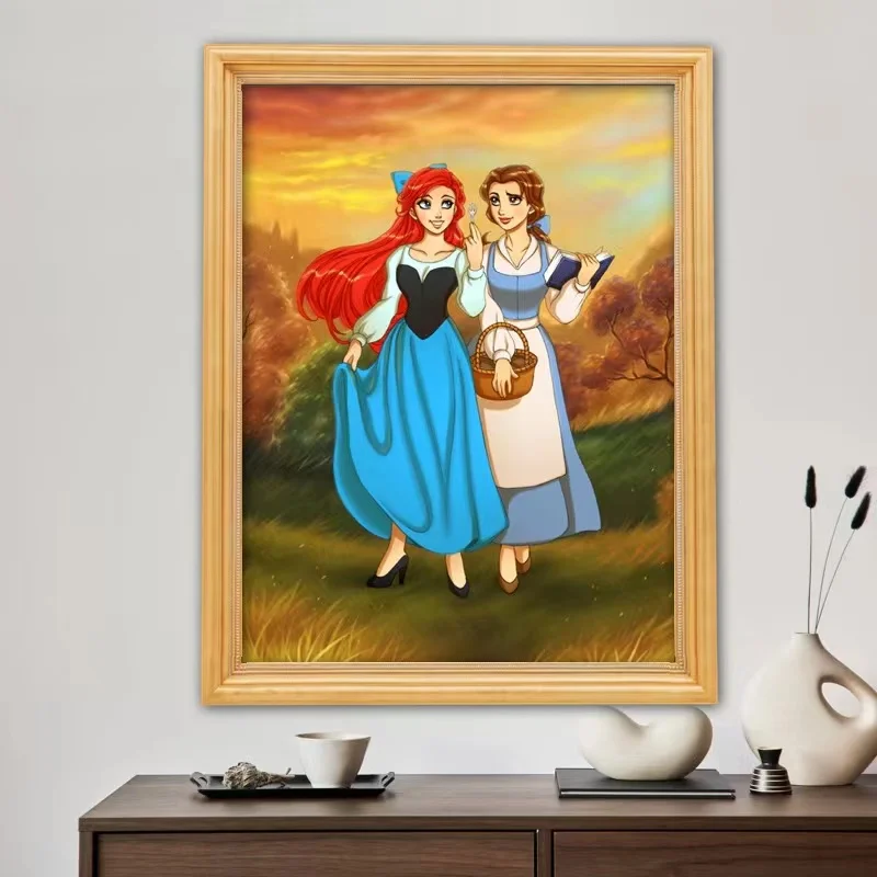 ديزني DIY الماس الفن اللوحة مجموعات الكرتون الأميرة جميلة صورة التطريز فسيفساء عبر غرزة ديكور المنزل هدية للأطفال