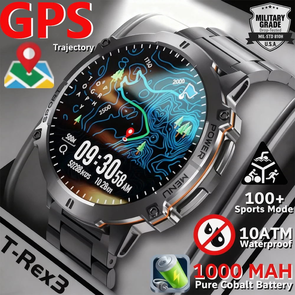 

TANK X3 1000mAh battery GPS Smart Watch 10ATMIP69K Waterproof Watches Military AMOLED Call Fitness Sport Smartwatch 2025 New Men