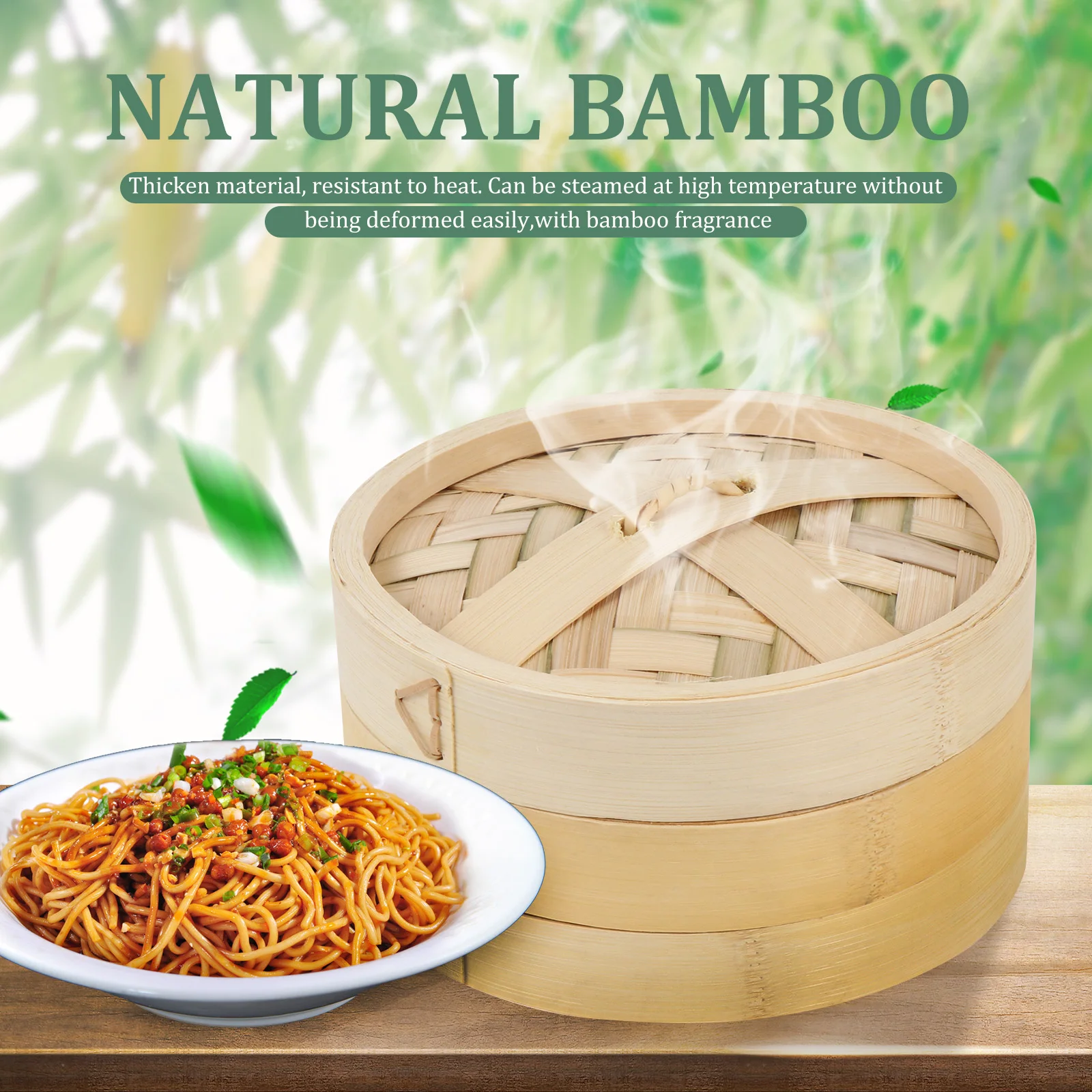 

1Set Kitchen Bamboo Food Steamer Thick Material Heat Resistant Multi-Functional Household Steamer Basket