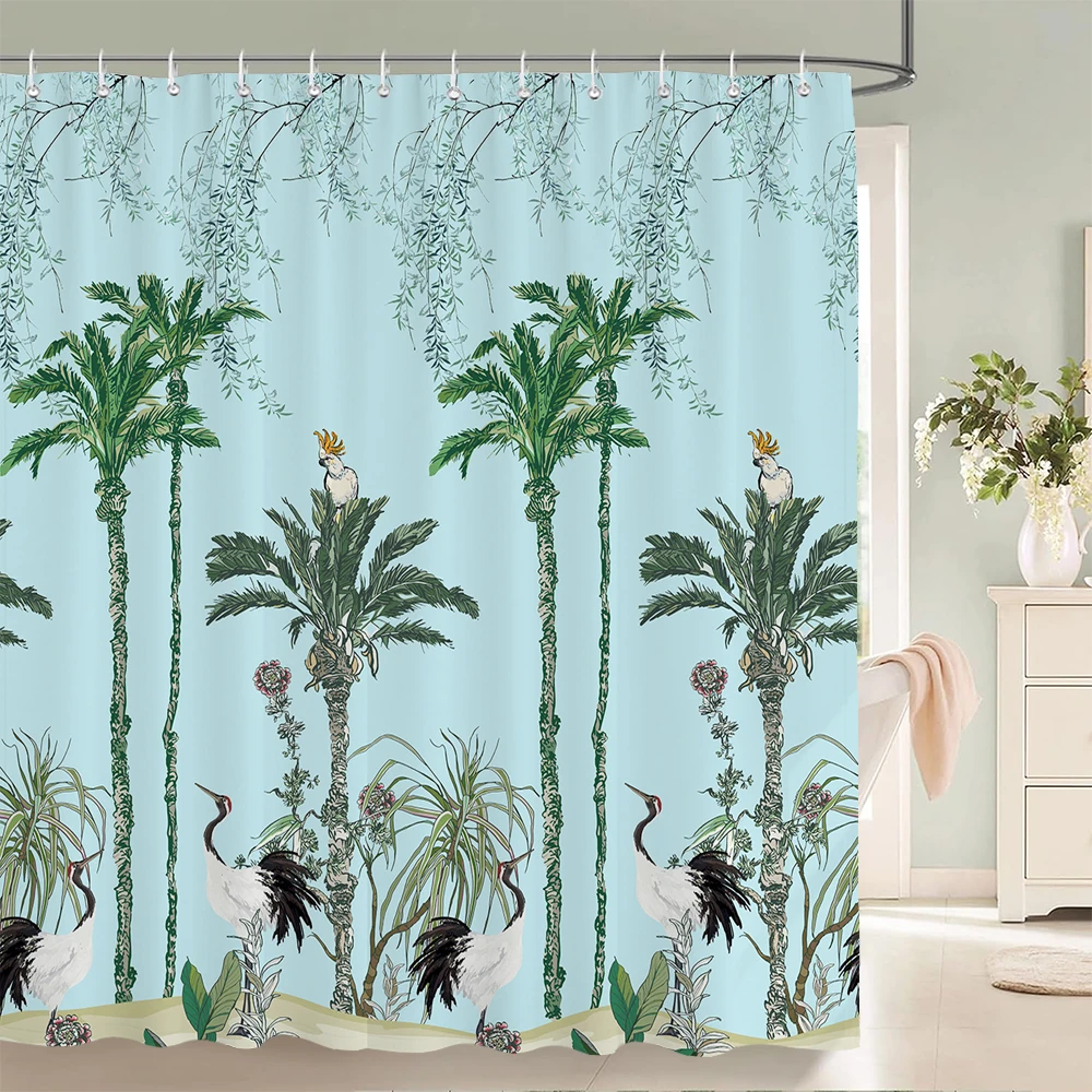 Chinese Style Flower and Birds Tree Shower Curtains Bath Curtain Waterproof Bathroom Decor With Hooks 3d Printing Bath Curtain