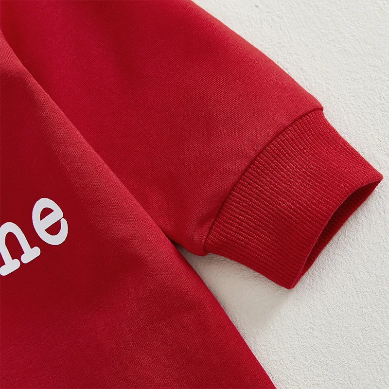 Baby Valentine s Day Romper Letter Heart Print Long Sleeve Crew Neck Full Length Jumpsuit