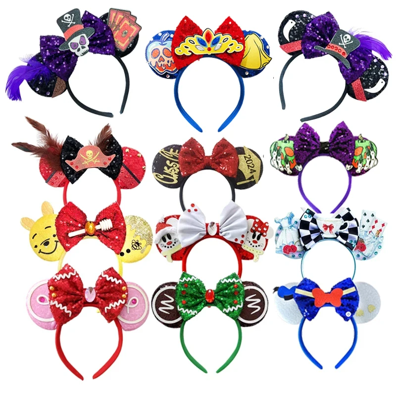 2024 Mickey Mouse Ears Headbands Chic Pirate Hat Headband Kids Accessories Women Hair Headwear for Festival Carnival Party Gift