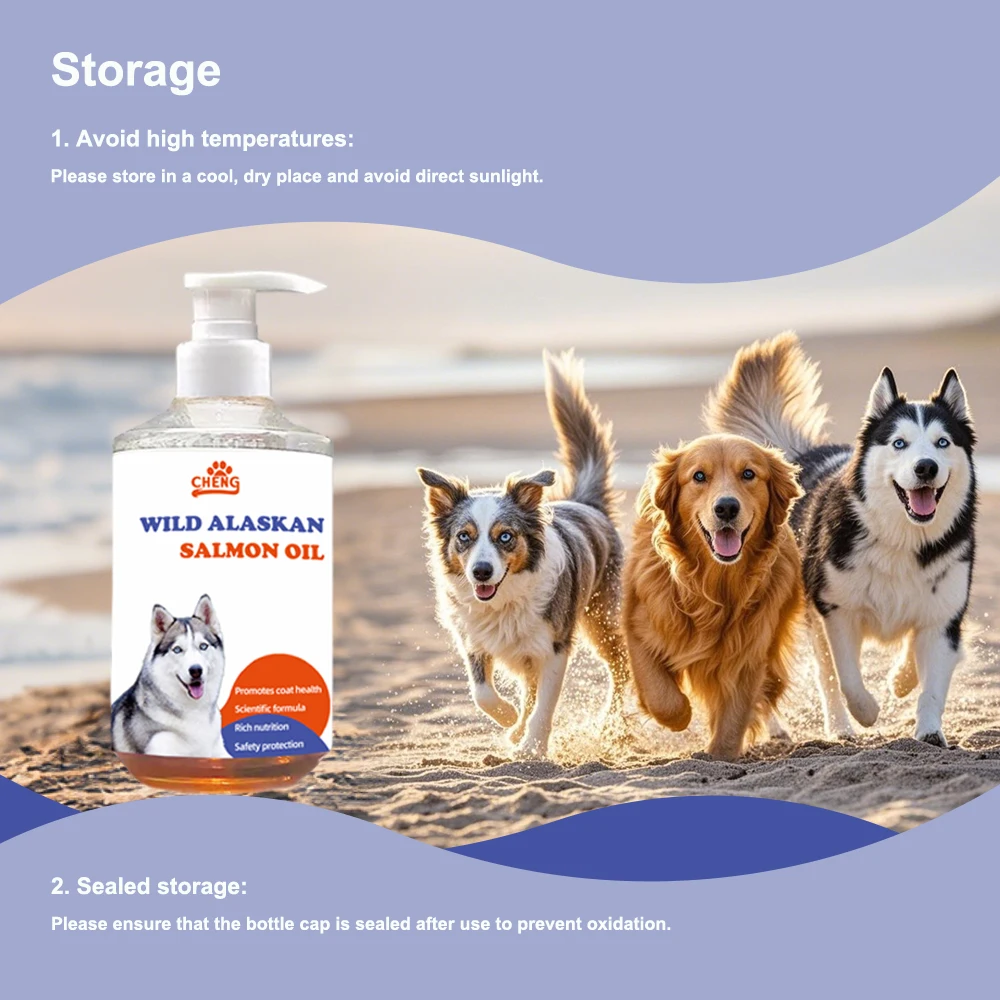 زيت السلمون المعتمد من البيطري سعة 300 مل للحيوانات الأليفة - يقلل من التساقط، ويدعم المناعة، وصحة المفاصل، والمعطف اللامع ووظيفة القلب