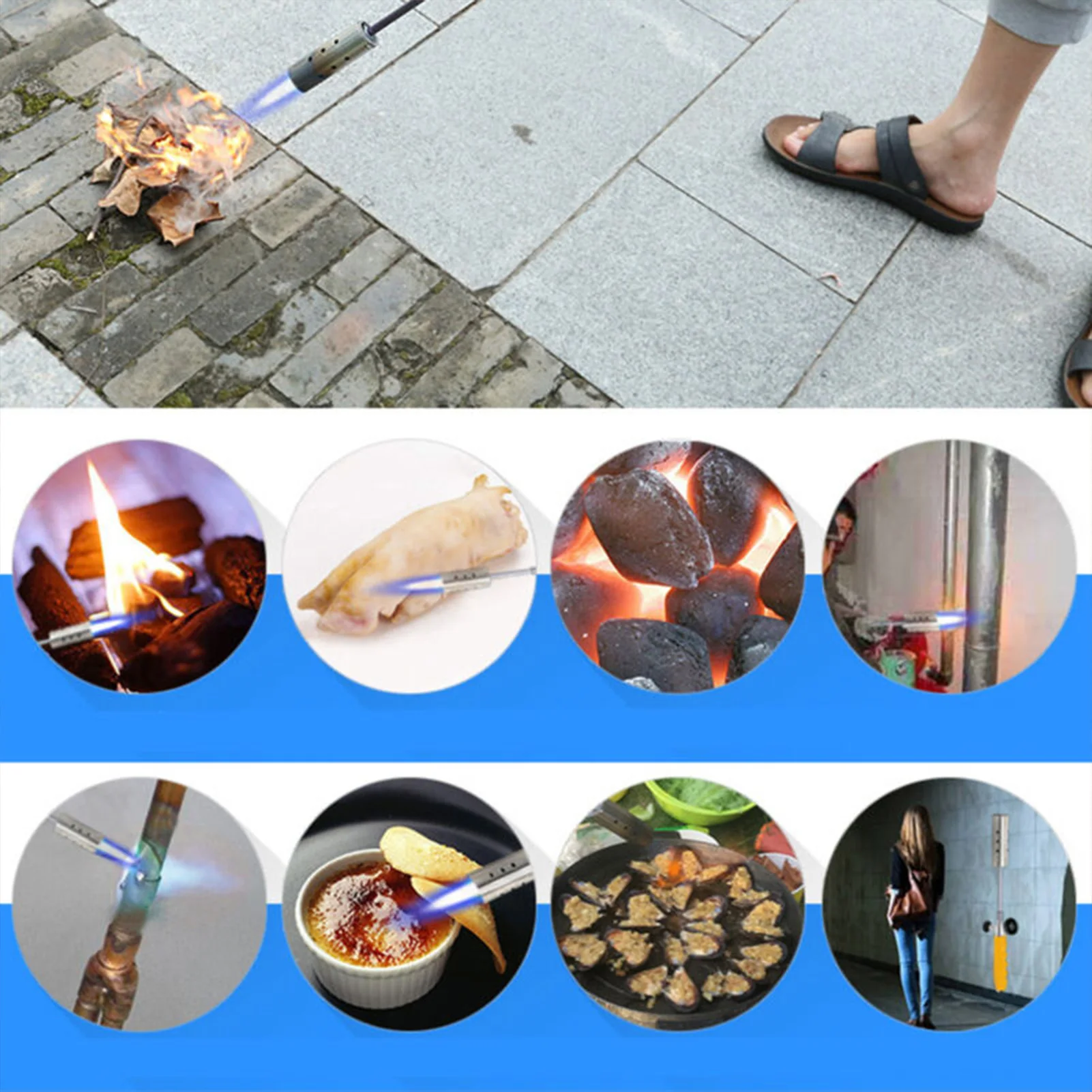 Outside Weed Burner Reusable Long Arm Weed Torch Weeding Fires Machine Grass Burners Gases Torch Outdoor BBQ Blowtorch Camping