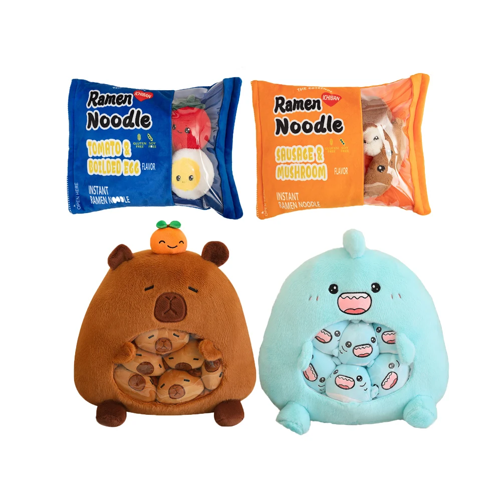 Cartoon Creative Capybara Shark Shaped Snack Bag Squishy Pillow Super Soft Toys Throw Dolls Girls Boys Birthday Gift Party Decor