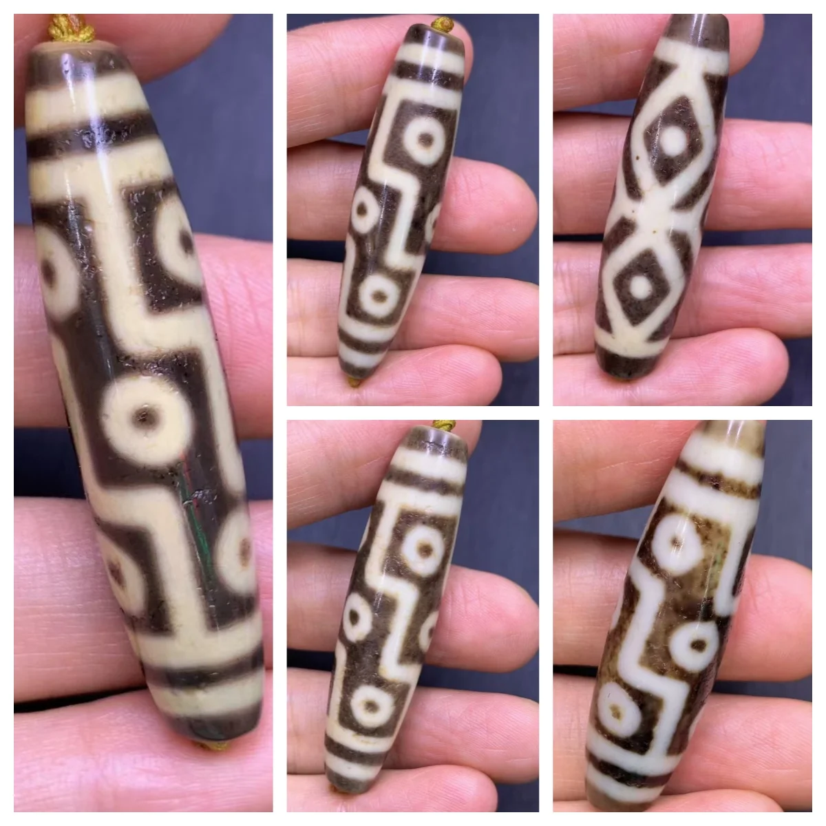 1pcs/lot Natural Six Eyes Nine Eyes Pattern Agate Dzi Tooth yellow Weathering lines Delicate texture Advanced craftsmanship diy