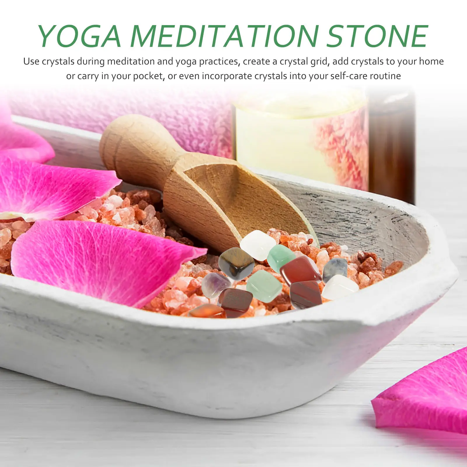 14Pcs Delicate Natural Stone Set Portable Meditation Accessories for Chakra Balancing Stress Relief Home Decor Gift Yoga Supply