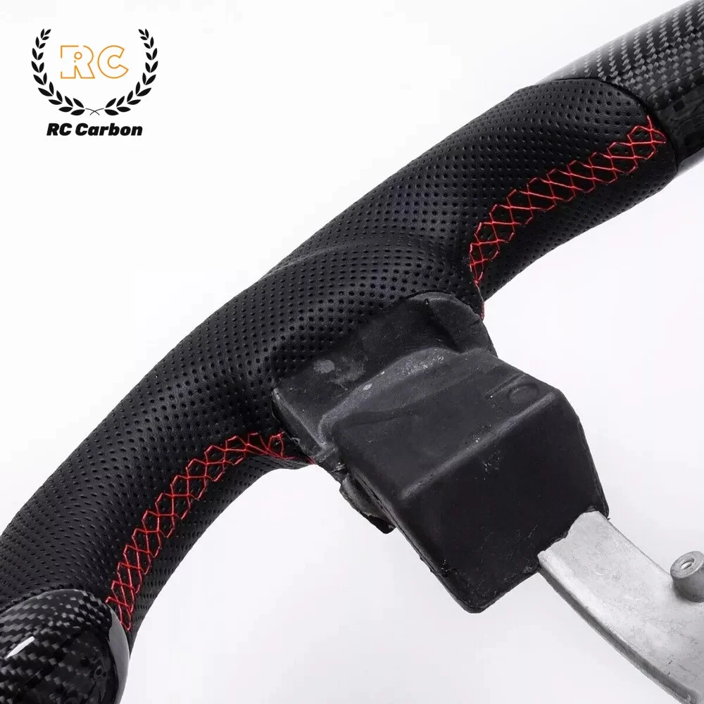 عجلة قيادة مثقوبة للسباق من ألياف الكربون الحقيقية تناسب 2012-2018 دودج رام 1500 2500 3500 بدون تسخين