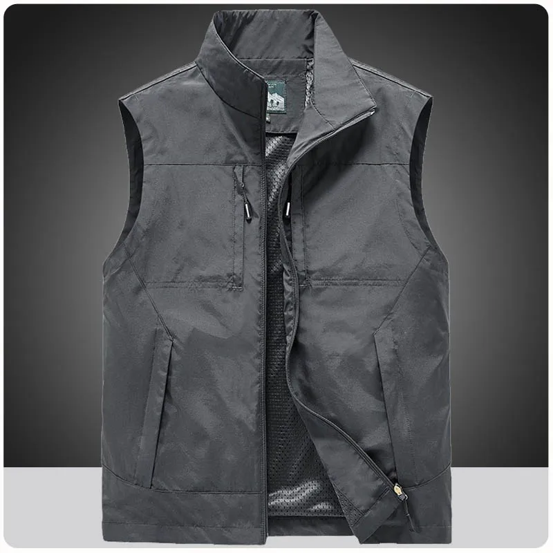 Chaleco de malla para hombre, chaqueta sin mangas de secado rápido para acampar y hacer senderismo, chaleco de pesca informal suelto para exteriores, novedad