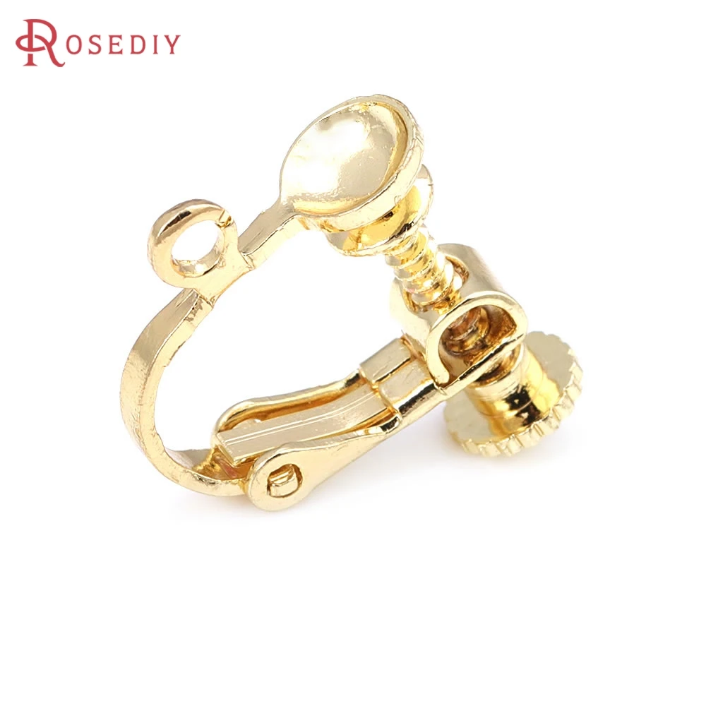 18K Gold Color Brass Flat Cap Ball Head Screws Earrings Clips High Quality Jewelry Making Earrings Diy Accessories Materials