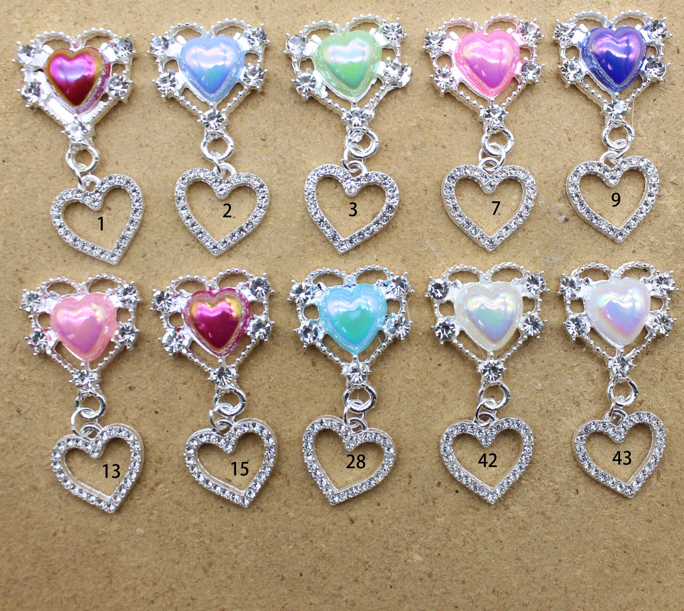 Exquisite 10 pieces/batch of silver alloy hollow pearl inlaid diamond pendant DIY hair accessories, brooches, shoe buckles handi