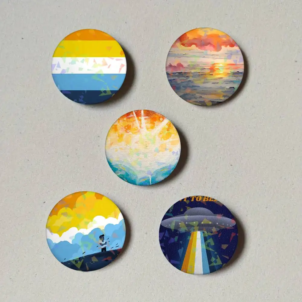 Aroace Pride Laser Button Pins Backpack Clothing Decor Brooch Fiction Badge Jewelry Gifts