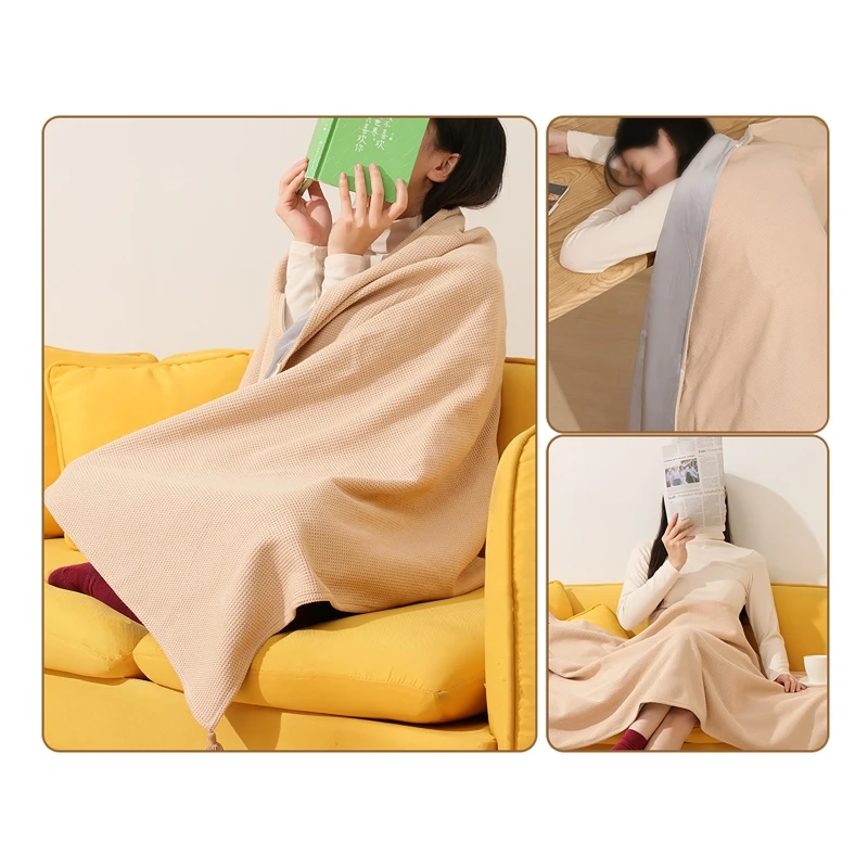 USB Powered Electric Blanket Soft Zipper Shawl Wrap 3 Temperature Adjustment Heating Scarf for Indoor Outdoor Office Camping