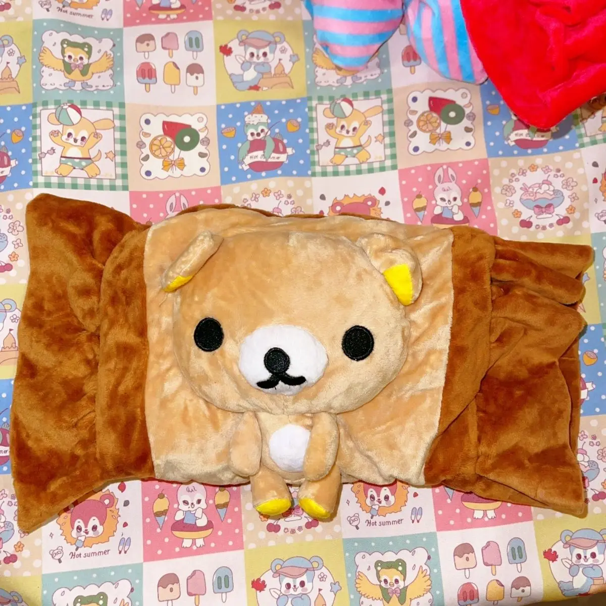

Kawaii Rilakkuma Warm Handbag Cartoon Cute Anime Winter Thickened Niche Windproof Hot Water Bag Cover Decoration Girl Gift Toys