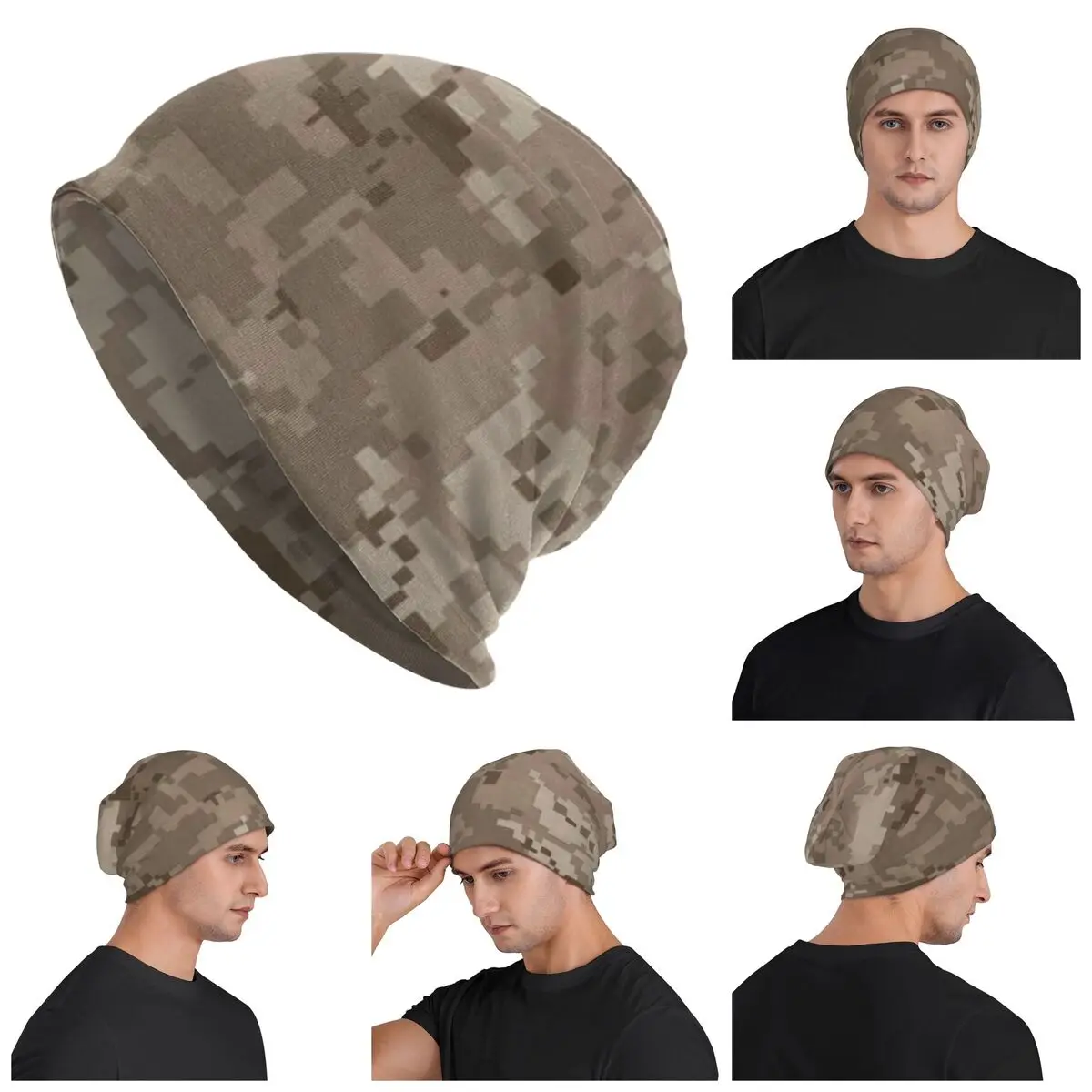 Desert Digital Camo Men Women Adult Beanies Caps Knitting Bonnet Hat Warm Fashion Autumn Winter Outdoor Skullies Hats