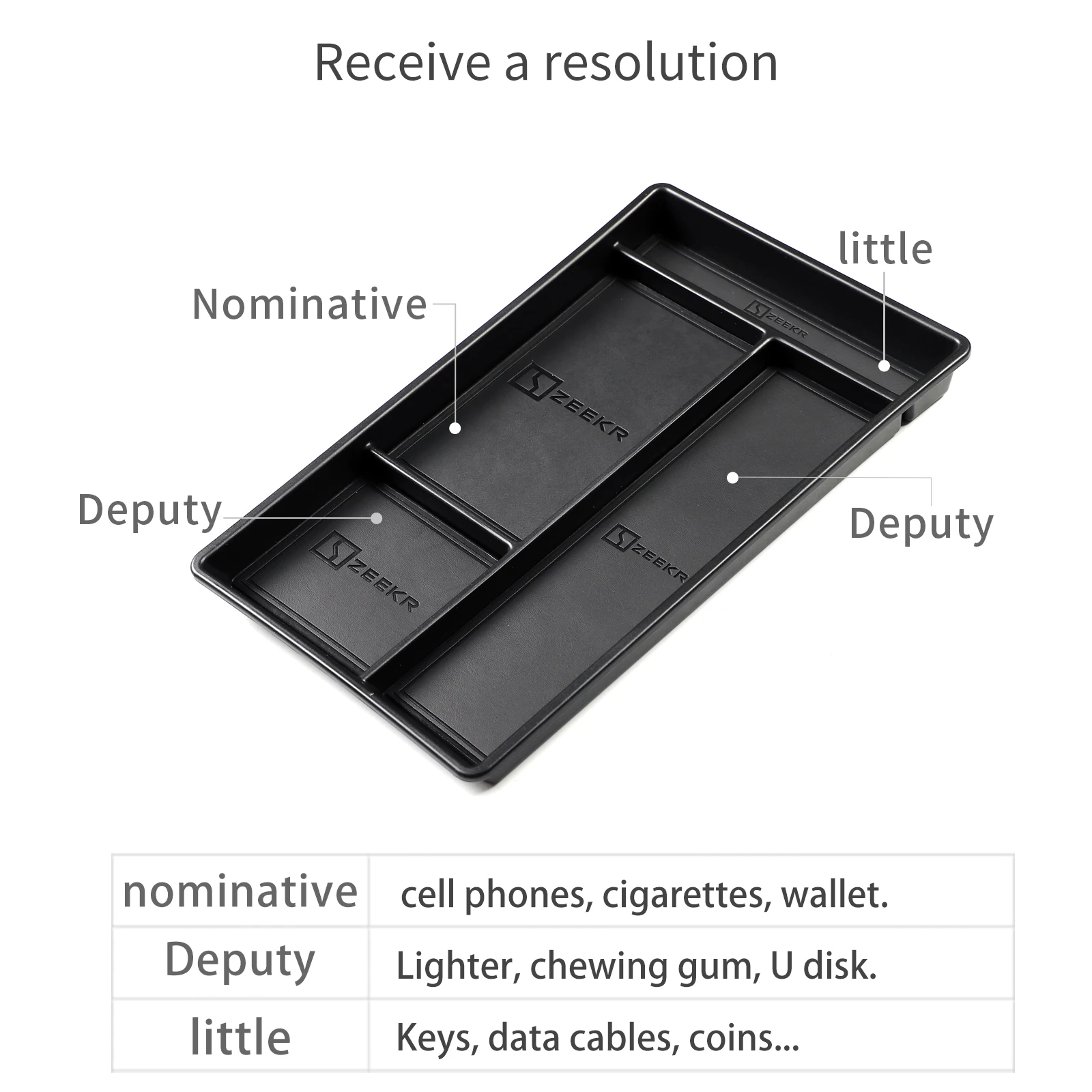 ZUNDUO-caja de almacenamiento Central para coche, bandeja organizadora de capa inferior, Accesorios Negros, para ZEEKR 001