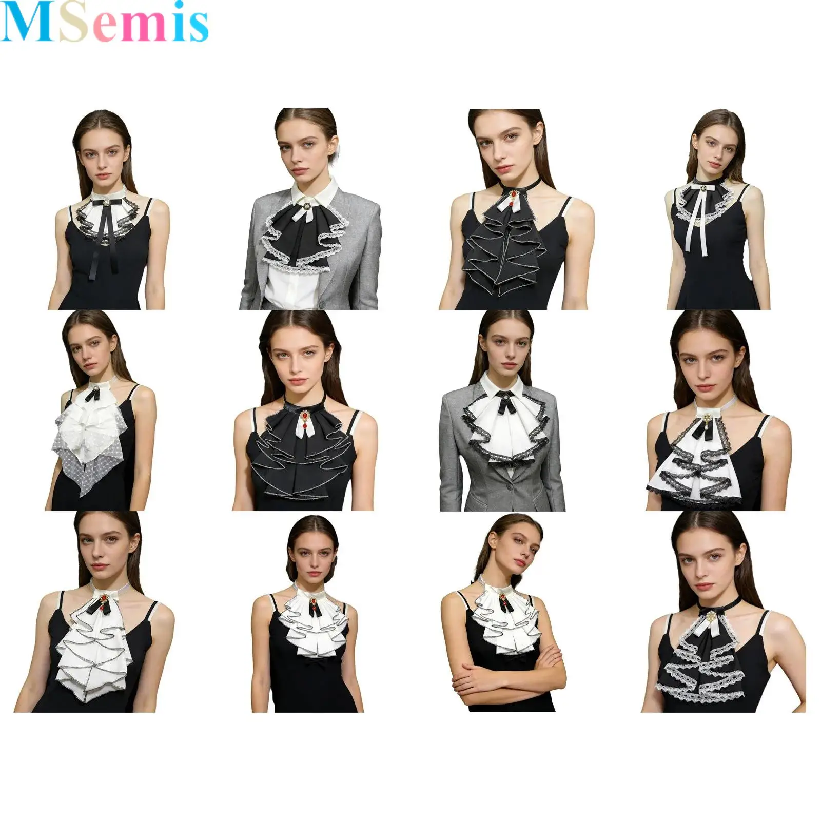 

1Pcs Victorian False Collar Medieval Costume Vintage Palace Detachable Ruffle Neck Collar for Costume Parties