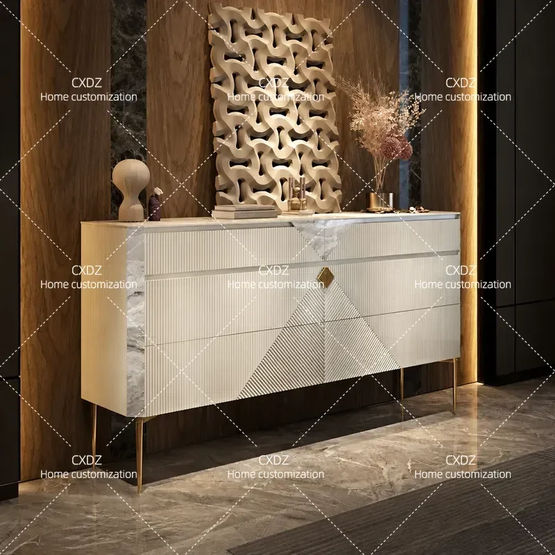 Sintered Stone Chest Modern Light Luxury Villa Living Room Porch Cabinet High Gloss Console Game Bedroom Bedside
