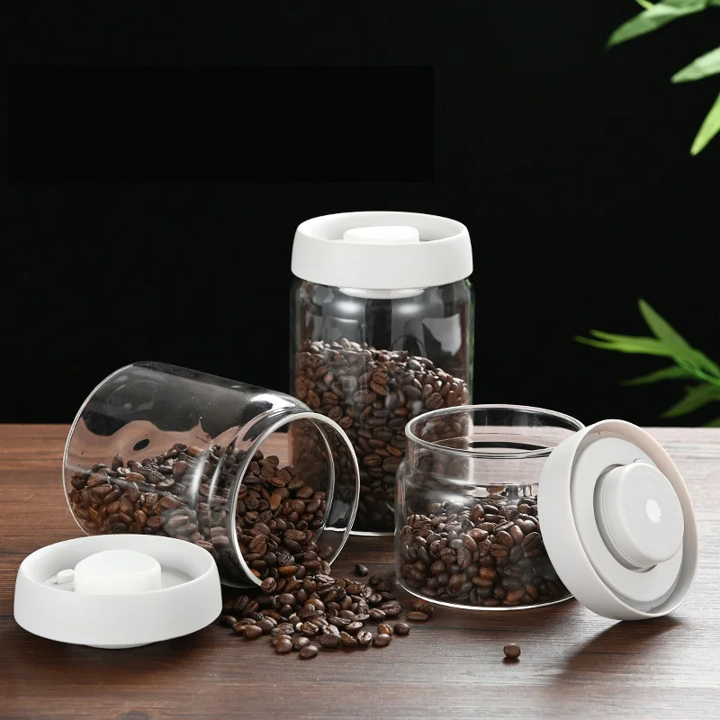 Borosilicate Glass Kitchen Storage Jars, Coffee Canisters with Airtight Lid Seal, Food Storage Containers Tea, Sugar, Candy