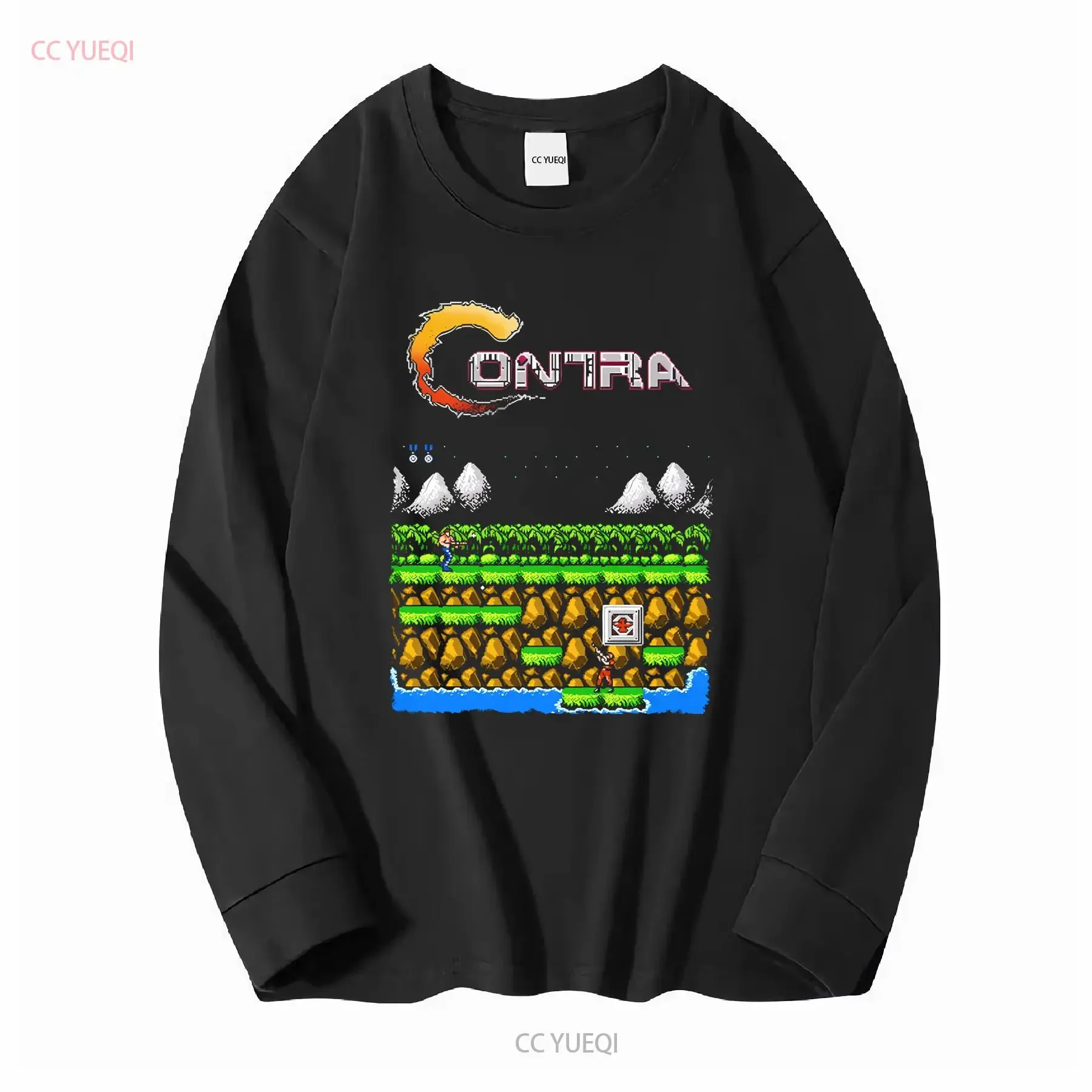 Contra gryzor stage 1 NES Famicom game 8 bit screen T Shirt Arcade classic vintage retro design all sizes vintage Washed Casual