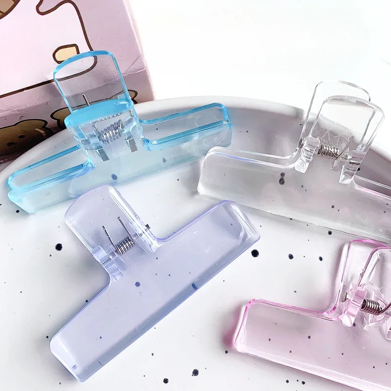 1Pcs Transparent Jelly Folder Student Paper Clip Acrylic Clear Long Tail Clip Ice Storage Clip Hand Account Clamp Bill Holder image 3