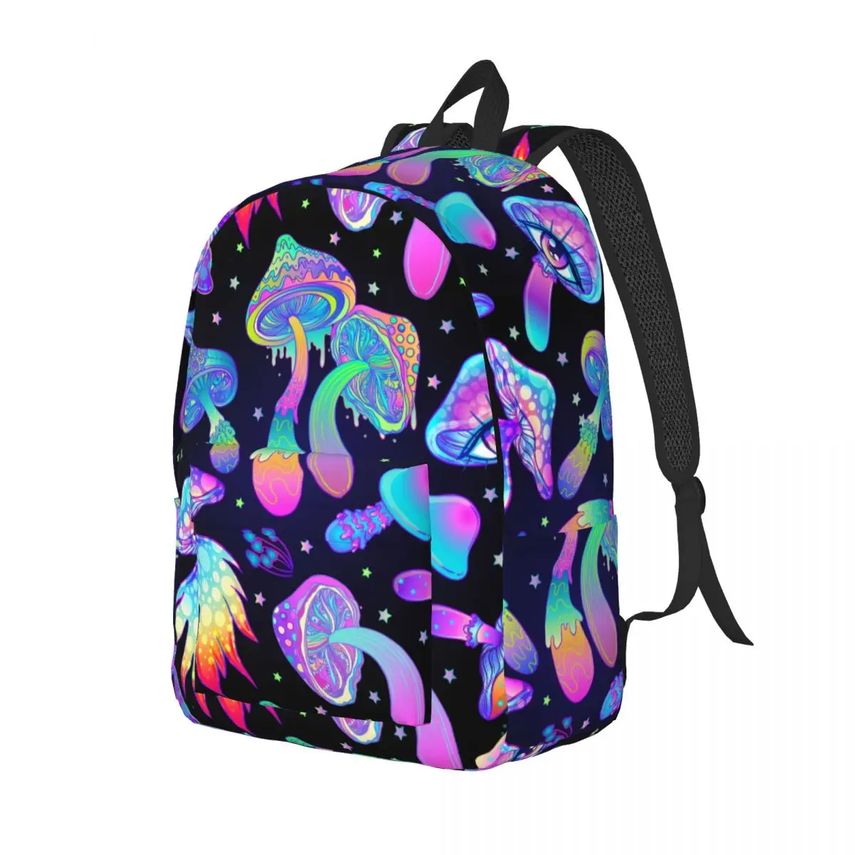 Trippy Mushroom Psychedelic for Men Women Student School Book Bags Shrooms Canvas Daypack Elementary High College Sports