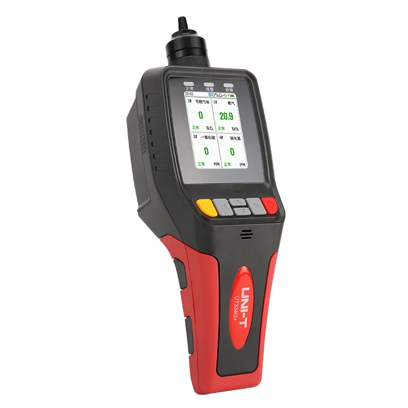 UNI-T UT334G+ Pump Suction 4-in-1 Gas Detector Oxygen Carbon Monoxide Hydrogen Sulfide Combustible Gases Detection H2S O2 CO EX