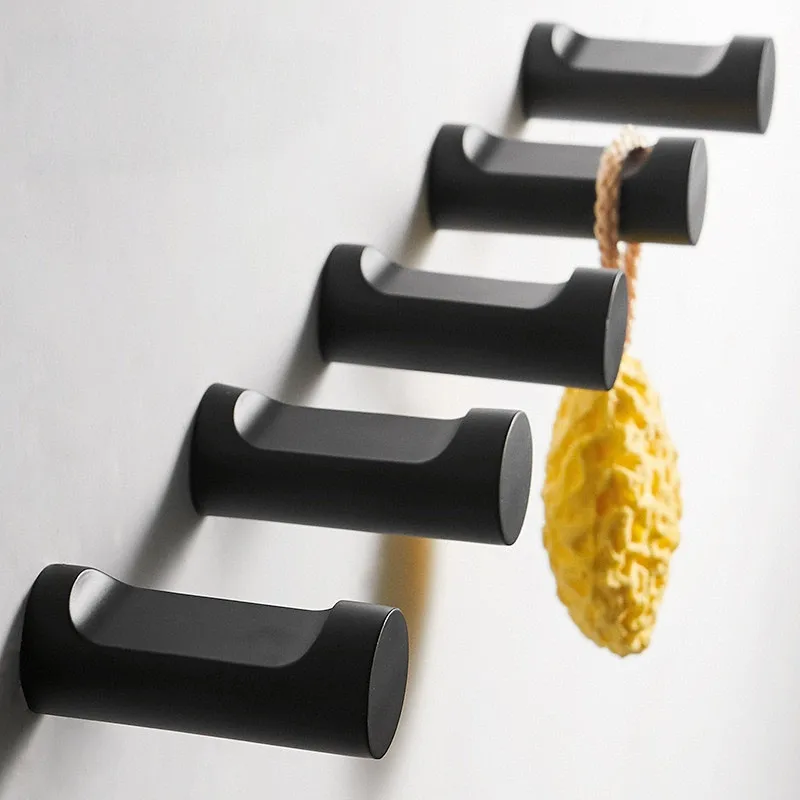 

1PC Black Zinc Alloy Wall Hook Robe Towel Coat Hooks Chrome Bathroom Hanger Accessoreis