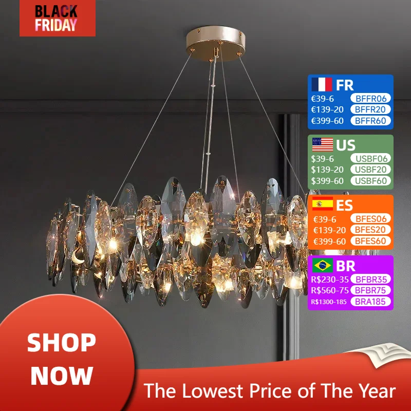 

Modern Luxury Crystal Ceiling Chandelier Dining Table Living Room Bedroom Hall Hanging Lamp Home Decor Indoor Led Lights Fixture