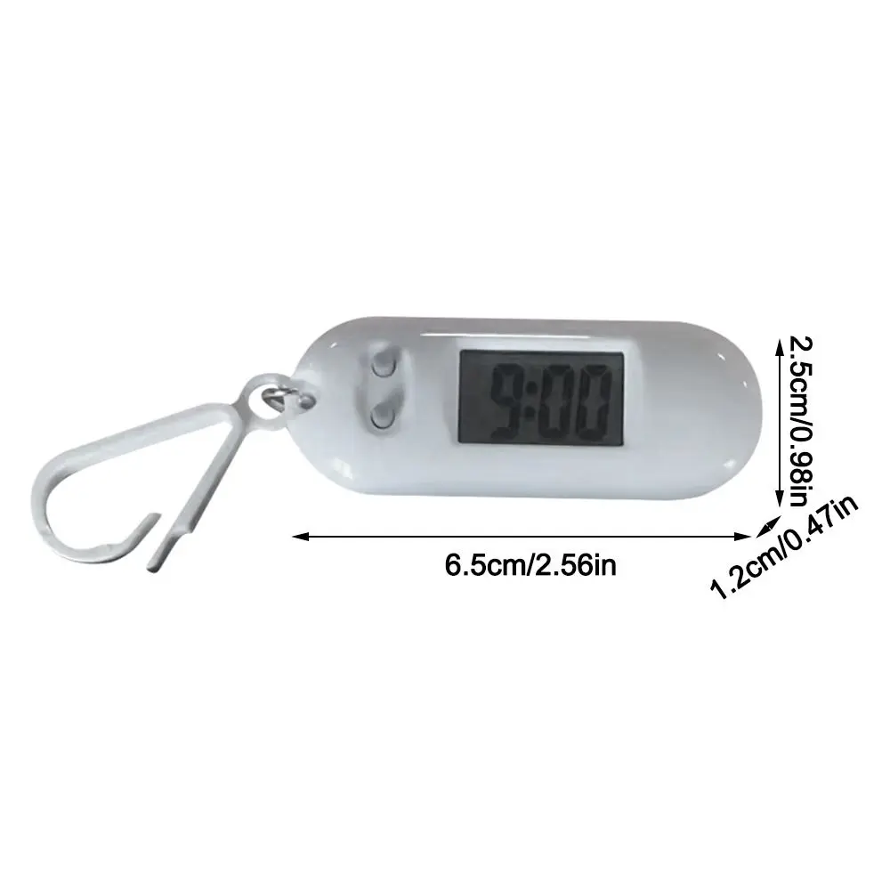 Digital Electronic Clock Hanging Keychain Multifunctional Mini Hourly Watch Backpack Electronic Oval Watch Student