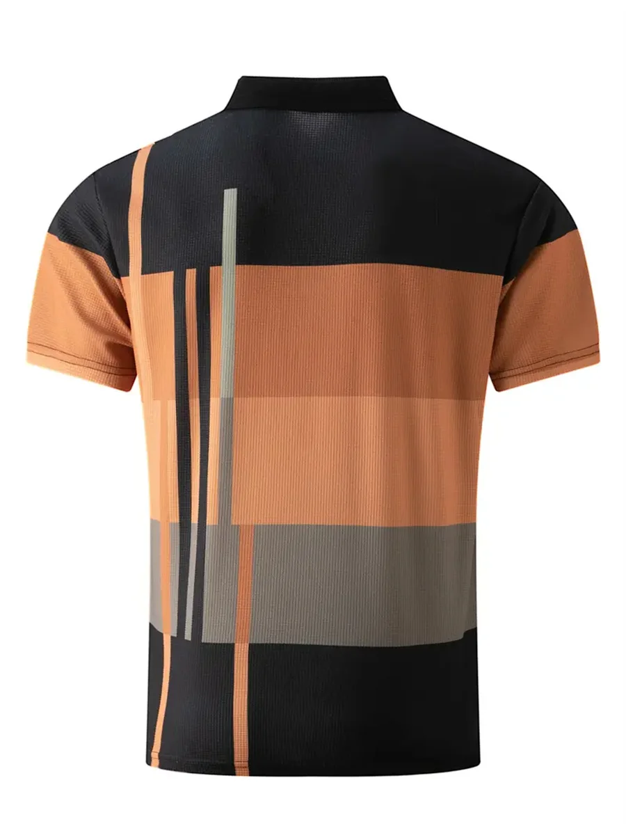 Hot Limited Time Selling Explosive Sports Breathable Match Color Gradient Stripes Scratch Resistant Wear Resistant  Men\'s Polo