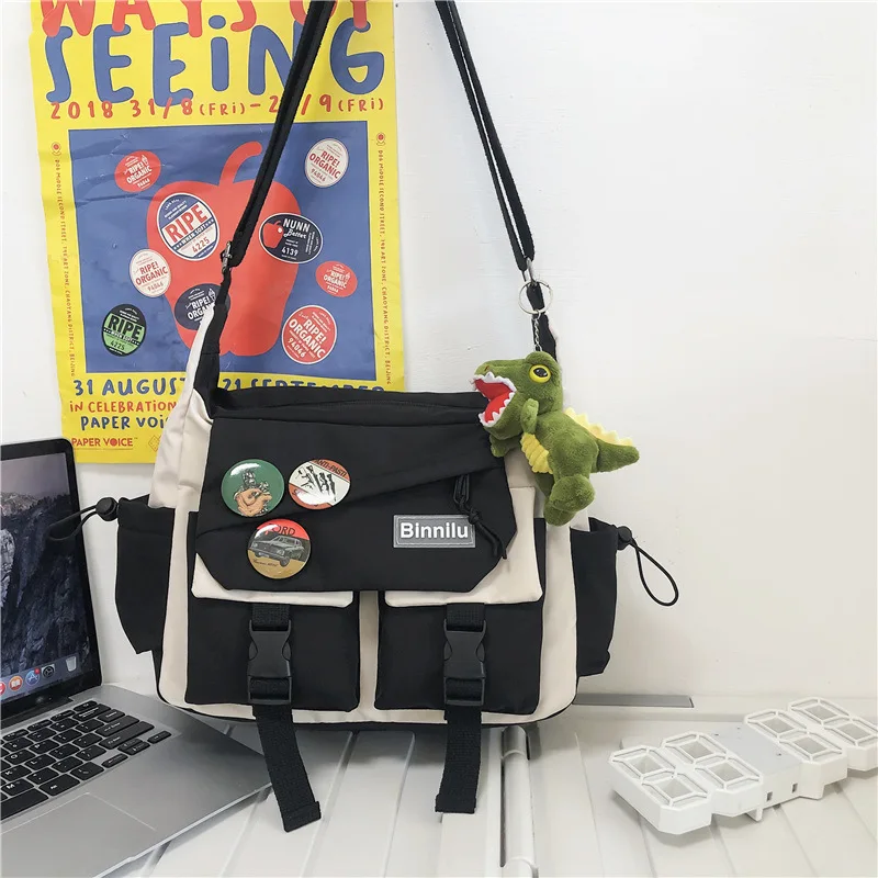 Harajuku Men Nylon Crossbody Bags for Women Messenger Bag Girls School Book Bags Youth Canvas Handbags Shoulder Bag Sac Bolsas