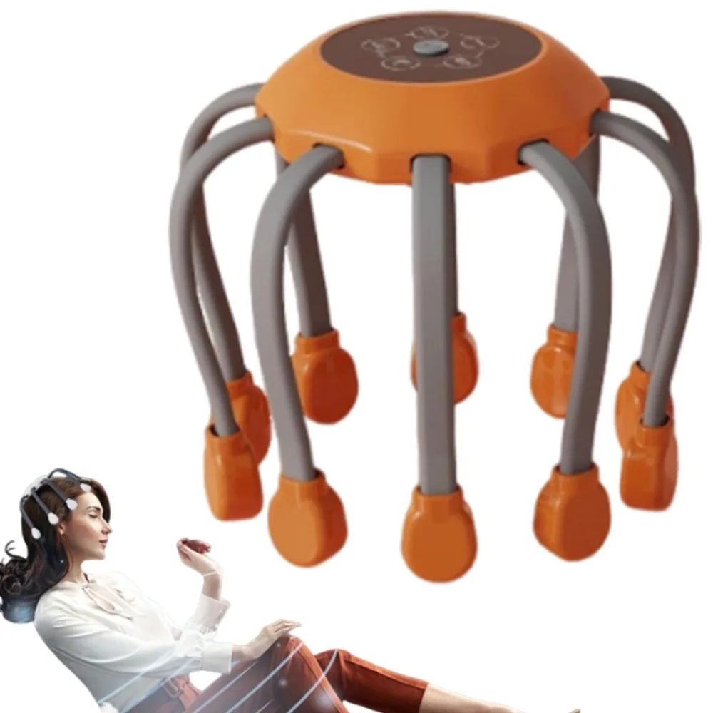 Octopus Claw Eight Claw Massager Stress Relief Therapeutic Scratch Pad Electric Head Massager Hands Free USB Charging