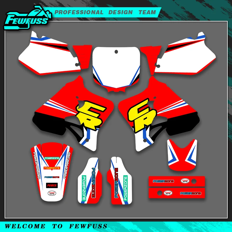 

Fewfuss для HONDA CR250 CR 250 1995 1996 CR125 CR 125 1995 1996 1997 мотоциклетная графическая наклейка, наклейки, фон, индивидуальный номер