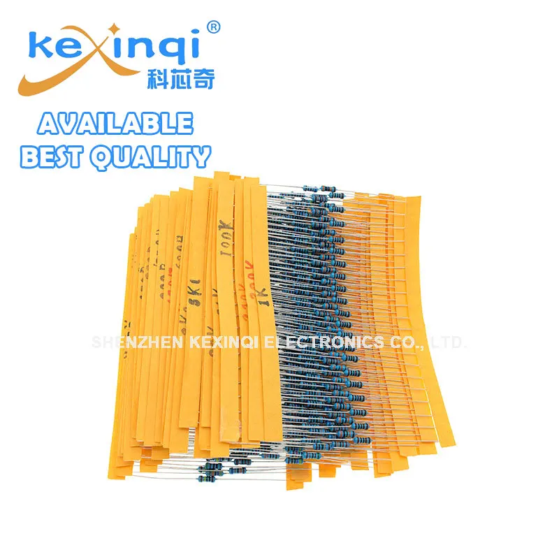 STOCK 600 Pcs 30 Kinds Each Value Metal Film Resistor Pack 1/4W 1% Resistor Assorted Kit Set 14-21 Kexinqi