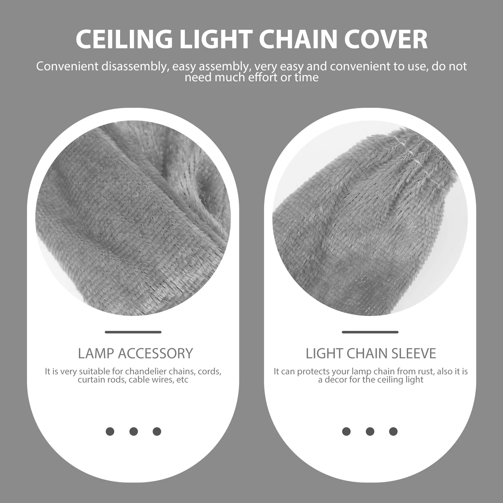 

4pcs Premium Cloth Lamp Covers Chandelier Ceiling Light Chain Protectors Fabric Sleeve For Curtain Rods Cable Wires Durable