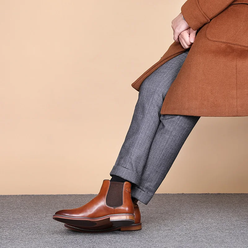 Desai hiver nouvelle robe Chelsea bottes en cuir véritable doublé polaire chaussures formelles chaussures de travail d'affaires chaussures en cuir verni cadeaux