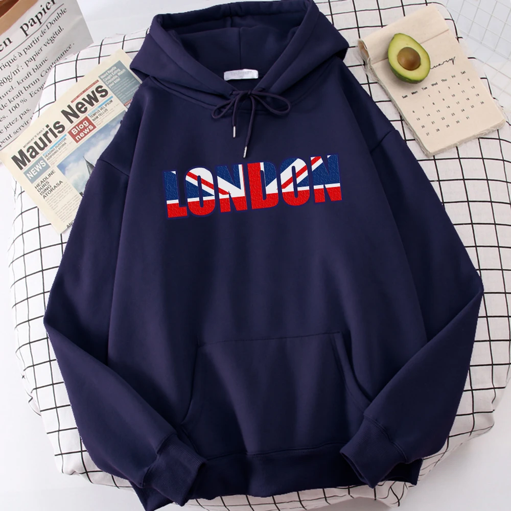 London British Flag Patriotic Hoody Women\'S Oversize Harajuku Sweatshirt Autumn Loose Tracksuit Simple Fleece Woman Tracksuit