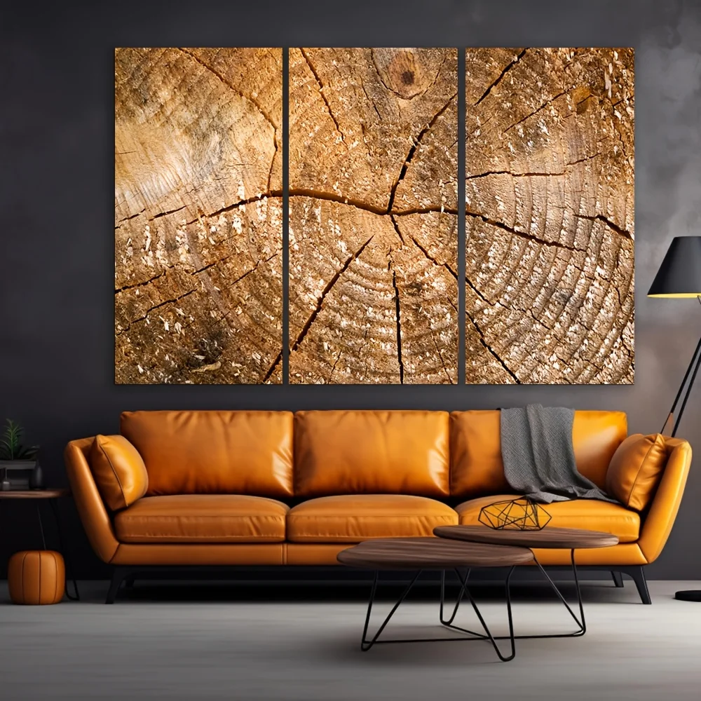 3pcs Canvas Poster, Modern Art, Tree Ring Canvas Painting, Wood Grain Poster And Prints Office Study Wall Art, Ideal Gift for