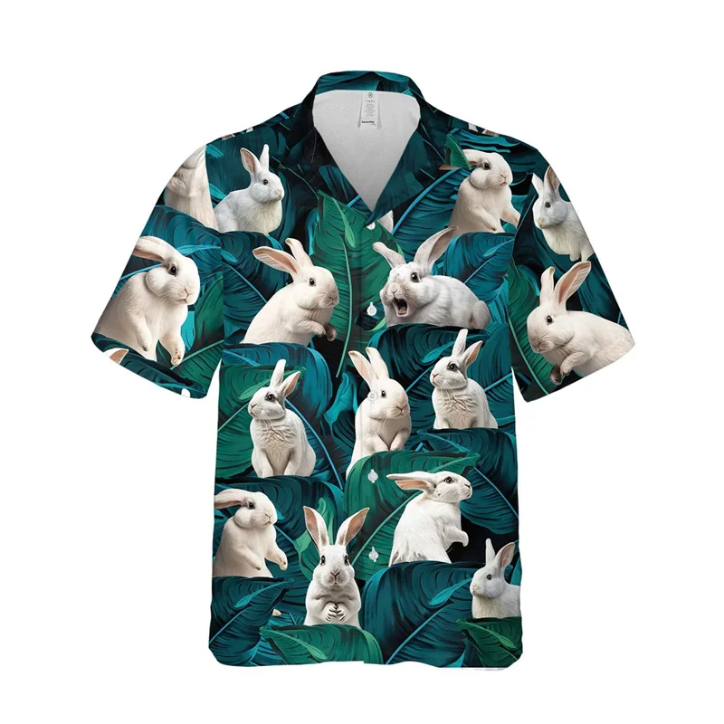 

Happy Easter Day 3D Print Shirts For Men Clothes Casual Hawaiian Cartoon Cute Rabbit Beach Shirt Egg Graphic Blouses Button Tops