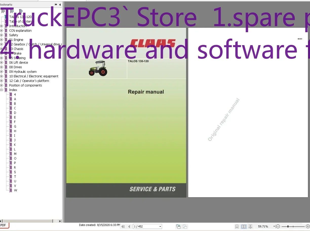 

TruckEPC3 Claas Сельскохозяйственные руководства, 35,38 ГБ, полная коллекция, обновленный PDF-DVD 05.2022 гг.