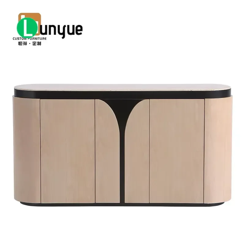 Modern Solid Wood Marble Top Side Cabinet for Living Room High Quality Eco Friendly Large Capacity Storage Customizable