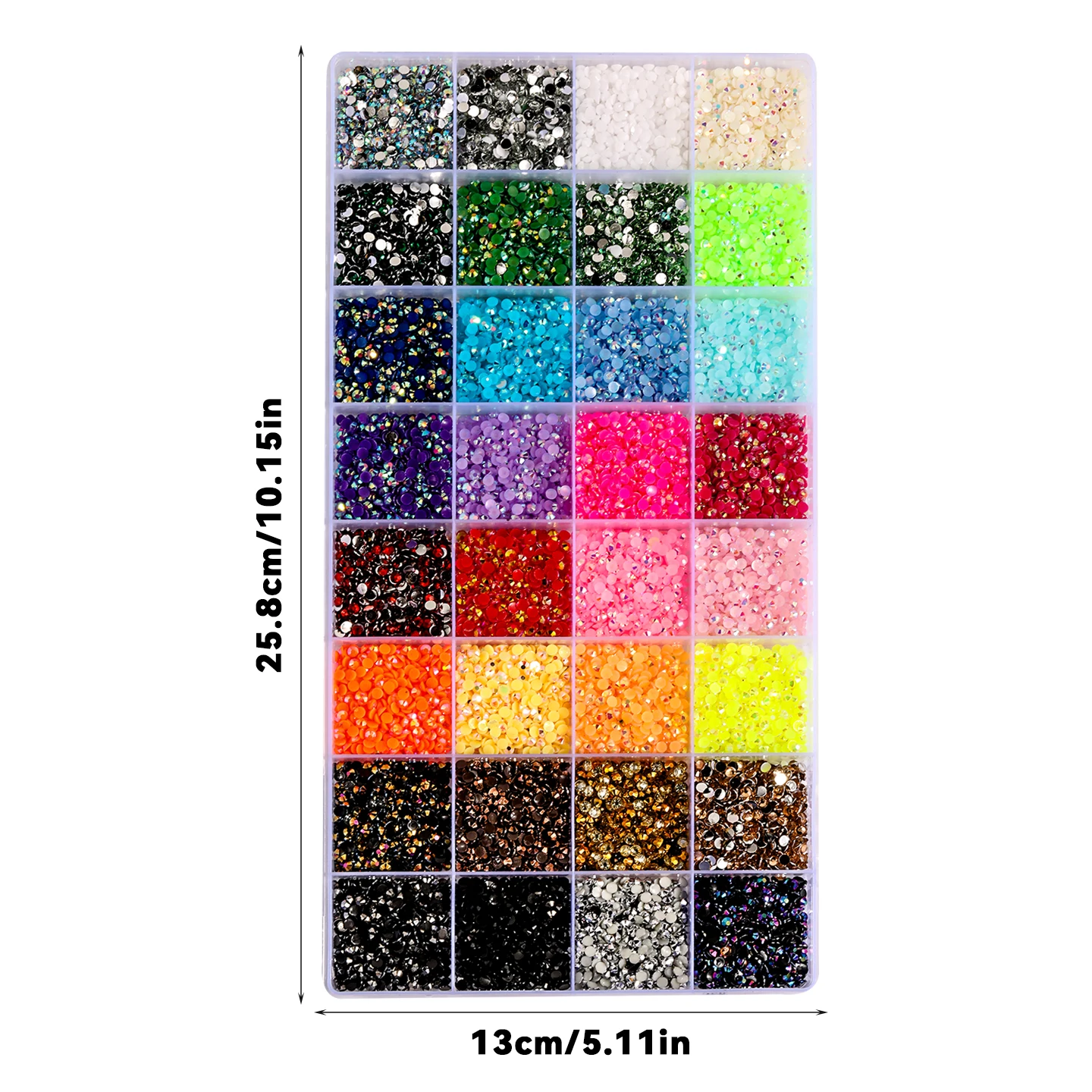 SANANIE 32 Grid 3mm Mixed Colorful Resin Drill AB Rhinesto Set Flatback Nail Drill For Phone Clothing DIY Decoration Nail Crafts