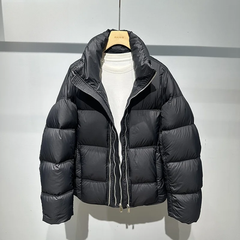 

Мужская зимняя куртка-пуховик с двойной молнией, свободного кроя, для города, повседневная, из полиэфирного волокна